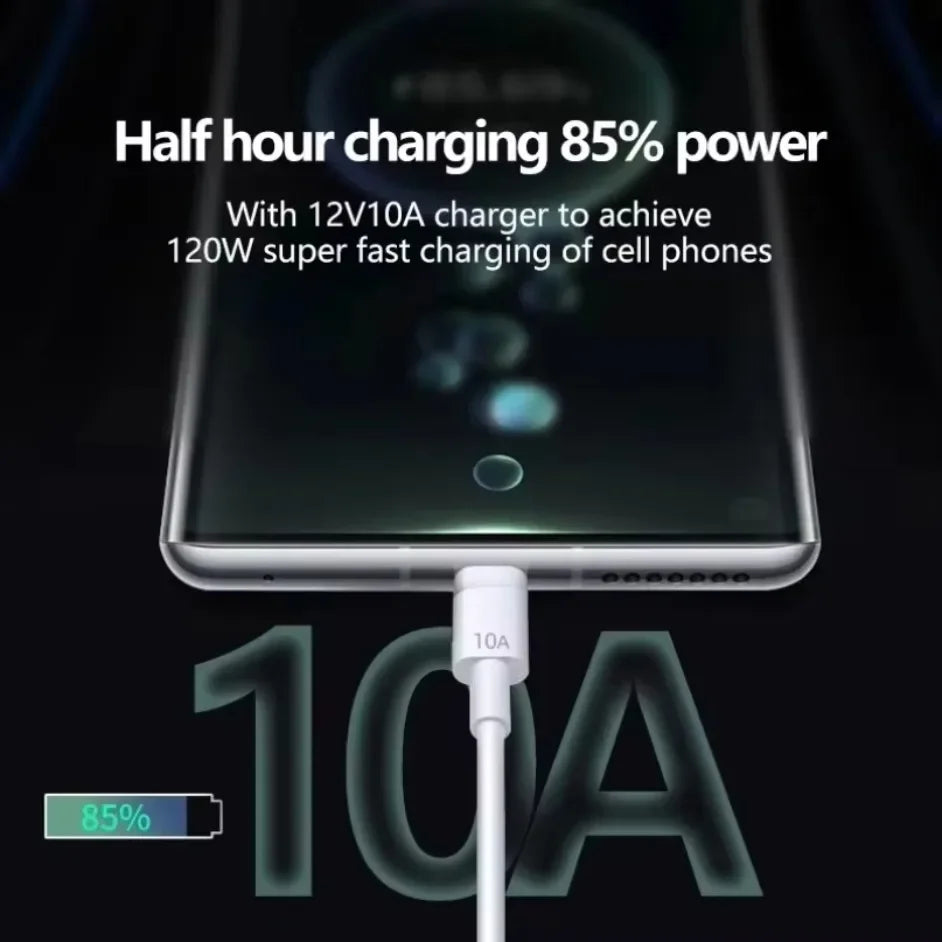 Universal 120W USB Type C Cable 10A Super Fast Charging Cable 1M/1.5M/2M